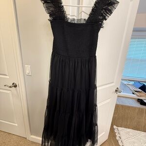 Baltic Born Black Maxi Dress with Ruffled Straps